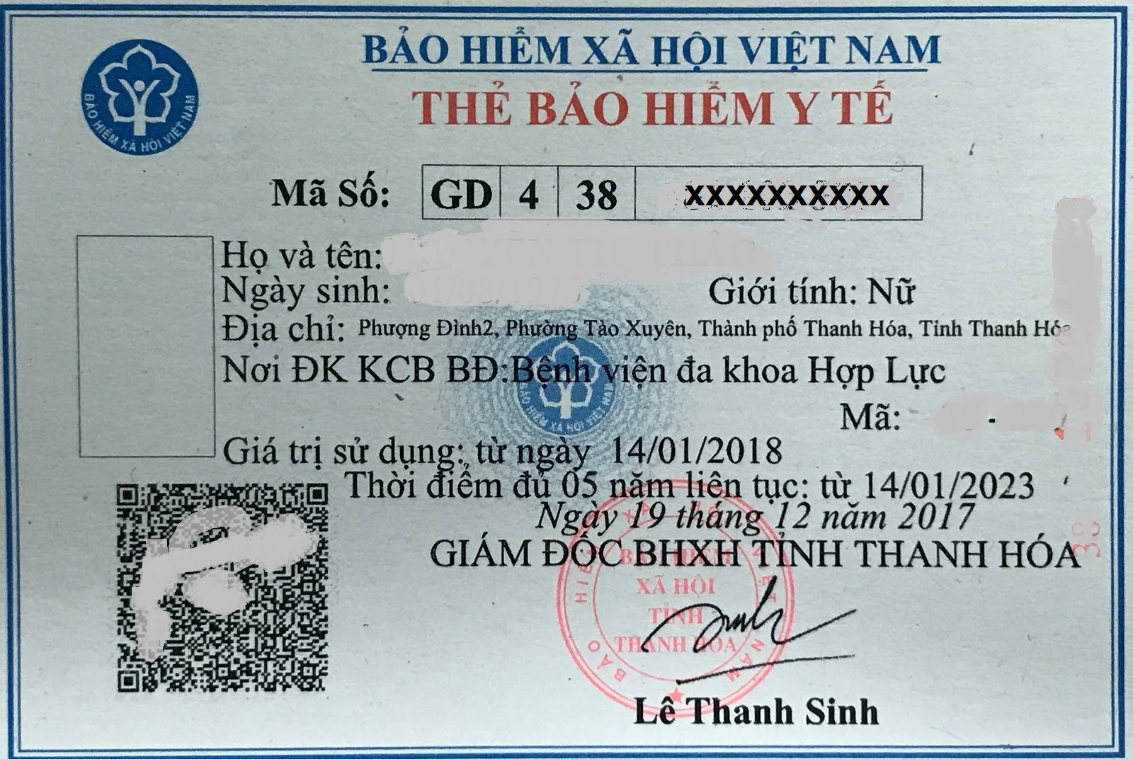 Mức hưởng bảo hiểm y tế được ghi trên thẻ bảo hiểm y tế ?